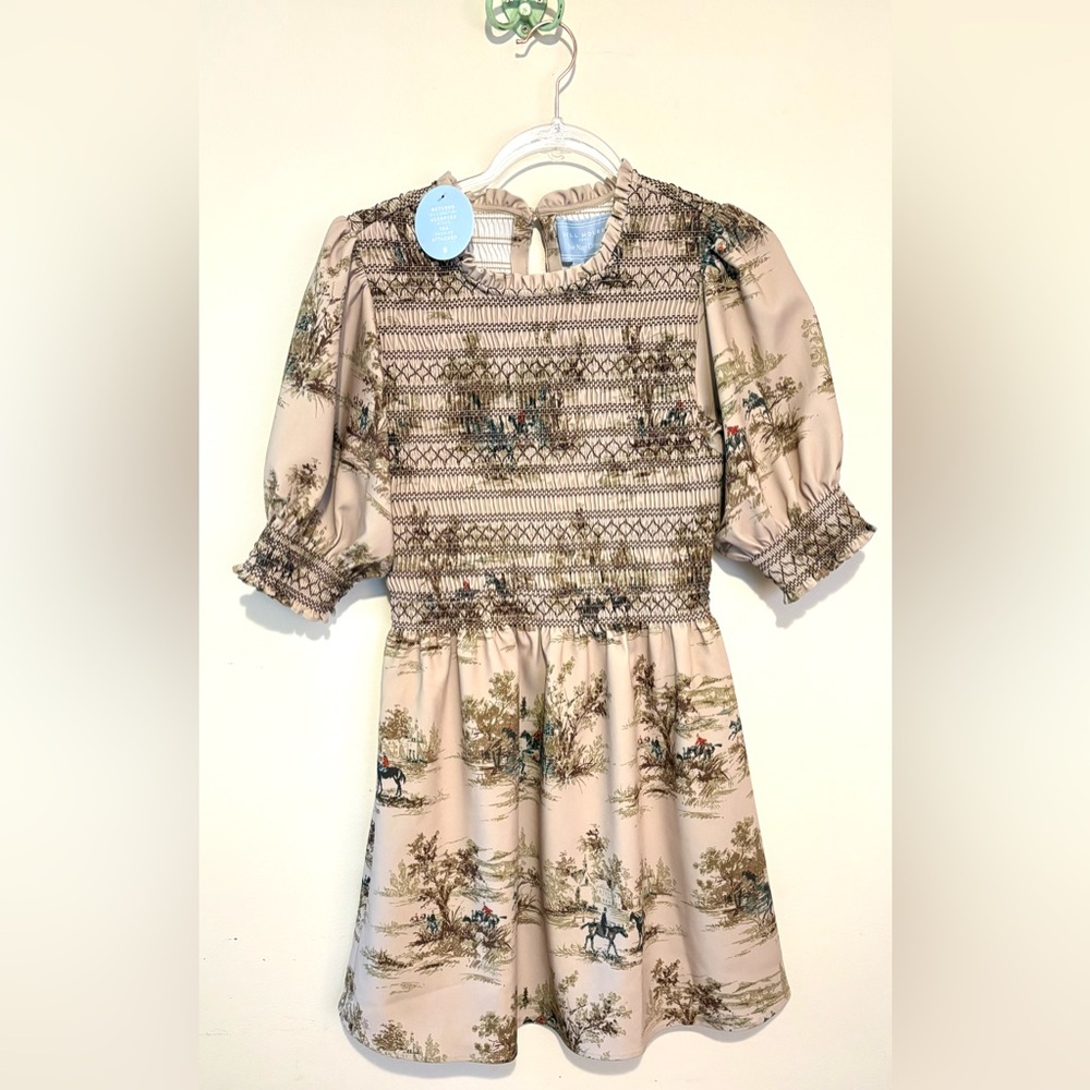 New Hill House Vivi nap mini dress in multi equestrian toile stretch crepe - Picture 6 of 12